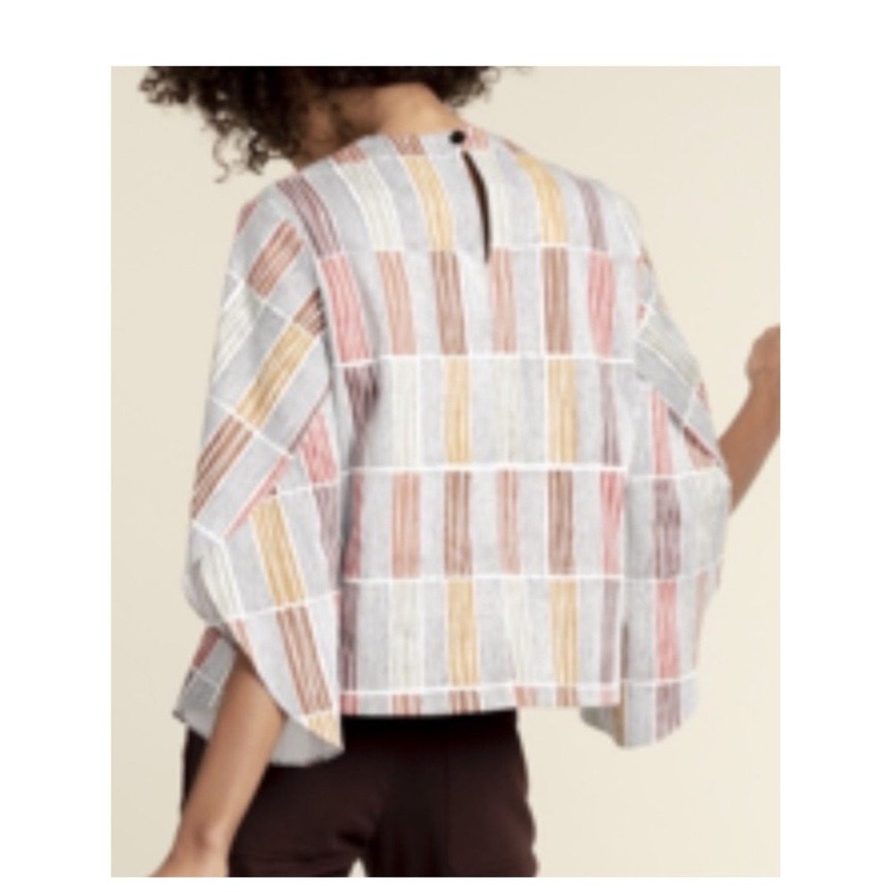 WHERE MOUNTAINS MEET Sariska Print Jess Blouse Kimono V Neck Cropped Small - Picture 2 of 14
